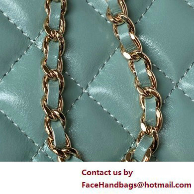 Chanel Shiny Crumpled Lambskin, Imitation Pearls  &  Gold-Tone Metal Clutch with Chain Bag AP3804 Green 2025